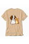 Curious Cat and Dog Minimalist Illustration - Back Print T-Shirt - Cream - 3