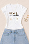 Women's Stargirl Collage Printed Cotton Lycra Slim Fit Body T-Shirt - White