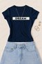 Women's Dream Printed Cotton Lycra Slim Fit Body T-Shirt - Navy Blue