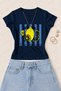 Women's Lemon Lemon Printed Cotton Lycra Slim Fit Body T-Shirt - Navy Blue