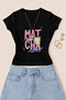 Women's Matcha Lover Printed Cotton Lycra Slim Fit Body T-Shirt - Black