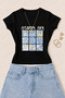 Women's Starry Sky Printed Cotton Lycra Slim Fit Body T-Shirt - Black