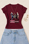 Women's Blackpink Group Printed Cotton Lycra Slim Fit Body T-Shirt - Burgundy