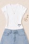 Women's 777 Luck Printed Cotton Lycra Slim Fit Body T-Shirt - White