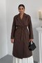 Women's Long Trench Coat Belted Buttoned Double Pockets Long Sleeve Double Breasted Lapel Epaulet Jacket Trench Coat