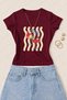 Women's Gelato Ice Cream Printed Cotton Lycra Slim Fit Body T-Shirt - Burgundy