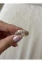 Enamel Flower Patterned Carved Gold Color Plated Ring - 3