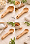 Bamboo Measuring Spoons Set of 4 Kitchen Measuring Spoons Set Natural Bamboo Practical Recipe Measuring Spoons - 2