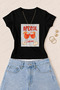 Women's Aperol Season Printed Cotton Lycra Slim Fit Body T-Shirt - Black