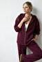 Women's Burgundy Modal Soft Touch Stripe Detailed Sporty Stylish Top and Bottom Set - 2