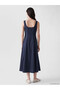 Two Mt Shop Quality Lcw Comfort Navy Blue Poplin Plain Dress - 3