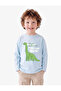 Long Sleeve Crew Neck Dinosaur Printed Cotton T-Shirt - 2