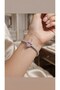 Pink Heart Zircon Stone Luxury Waterway Stainless Steel Bracelet |   Hypoallergenic, Does Not Darken, Women's B - 2