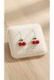Stainless Steel Red Cherry Earrings, Enamel Fruit Model Dangle Women's Steel Jewelry, Non-Tarnish Gift