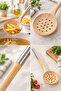 Bamboo Metal Handle Colander – Perforated Bamboo Serving Spoon Ergonomic Kitchen Utensil - 4