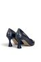 Women's Stiletto Printed Navy Blue Closed Pointed Toe Medium Heel F703 - 7