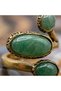 Bronze Women's Ring Authentic Copper Jewelry Natural Stone Green Aventurine Stone Vintage Style Adjustable from the Front - 2