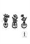 Flower Wall Decor, Black Wall Decor, 3-Piece Wall Art, Wooden Painting 34X15 cm - 6