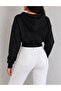 Black Crop Zipper Hooded Short Cardigan - 4