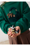 Girl's Green Bag Appliqued Sweatshirt - 2