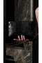 Crocodile Shiny Leather Black Organizer Makeup Bag & Multi-Purpose Clutch Evening Event Portfolio Handbag - 6