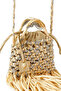 Mini Macramé Crystal Embroidered Original Design Women's Crossbody Bag - Beige - 3