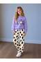Girl's Cute Animal Printed Sweatshirt and Patterned Pants Top and Bottom Set - 2