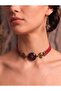 Original Leather Choker Necklace with Real Flowers - 2