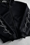 Typographic Handwritten Printed Black Unisex Oversize Cardigan - 3