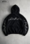 Typographic Handwritten Printed Black Unisex Oversize Cardigan