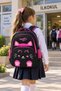 Embroidered Cat Black Pink Primary School Bag Waterproof Orthopedic Backpack 40X30X18 cm - 2