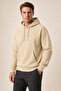 Kitell New Season Men's Regular Fit Cotton Hooded Sweatshirt Beige
