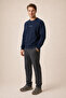 Forever New Season Men's Regular Fit Cotton Sweatshirt Navy Blue - 2