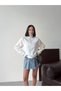 Women's White High-Neck Half-Zip Plain Basic Sweatshirt with Fleece Inside G99013 - 2