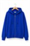 Navy Blue Cotton Blend Hooded Collar Long Sleeve Zipper Detailed Sweatshirt with Pockets - 2
