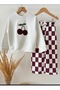 Girl's Cherry Patterned Seasonal Top and Bottom Set - 2