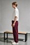 Men's Burgundy Straight-Leg Comfortable Fit Combed Cotton Sweatpants with Zipper Pockets - 4