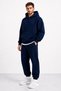 Men's Navy Blue Oversize Hooded Tracksuit Set Relaxed Fit Jogger Bottom Top Set - 7