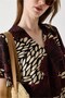 Mink Stretch Fabric Polo Collar Midi Length Relaxed Fit Patterned Daily Use Dress - 5