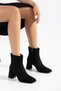 Women's Heeled Boots with Blunt Toe and Suede Zipper Detail - 3