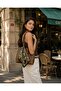 Tropical Leopard Patterned 50X50 Black and Khaki Green Satin Women's Scarf Bandana - 4
