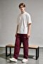 Men's Burgundy Straight-Leg Comfortable Fit Combed Cotton Sweatpants with Zipper Pockets - 2