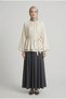 Cotton Regular Fit Waist-Tie Voile Fabric Long Sleeve Shirt with Lining Made from the Same Fabric
