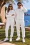 Balance Unisex White Hooded Zippered Tracksuit Set – Premium Couple Combination - 2