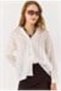 Ecru Sim Gold Striped Long Sleeve Buttoned Standard Form Woven Fabric Shirt Collar Shirt - 5