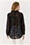 Black Transparent Textured Long Sleeve Standard Cut Floral Pattern Embroidered Shirt - 6