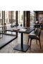 Modern Rectangular Conference Table Minimalist Design Durable Black Surface Metal Center Square Base Office Meeting Work Study - 4