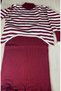 Women's Dress and Sweater Striped Knitwear Set - 6