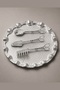4 Piece Silver Serving Set 25 cm Curved Tray and 3 Engraved Serving Tongs