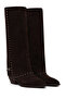 Women's Brown Suede Leather Cowboy Boots Af530025Ds - 2